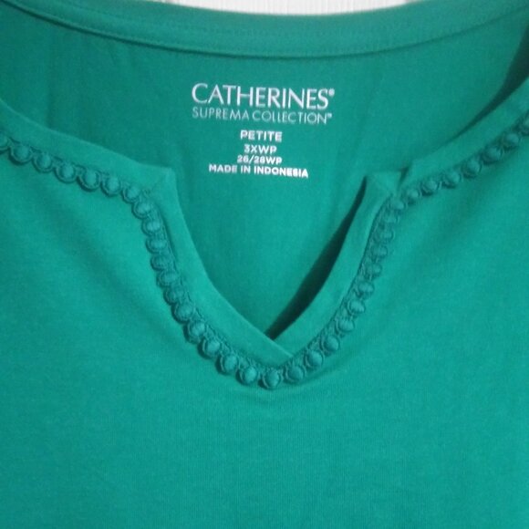 Catherine's Green Suprema Notched Neck Tee-3XWP (26/28) NWT - Picture 2 of 4